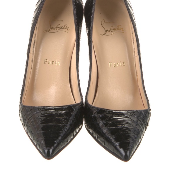 Christian Louboutin Black Shiny Croc Heels 37 - Picture 8 of 9